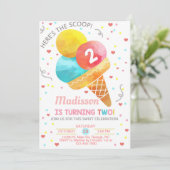 アイスはこちらスクープ女の子2歳の誕生日。 招待状 (スタンド正面)