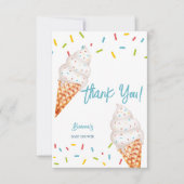 アイスはこちらスクープ赤ちゃんシャワー サンキューカード (正面)