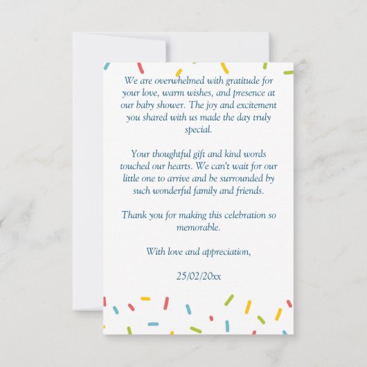 アイスはこちらスクープ赤ちゃんシャワー サンキューカード (裏面)