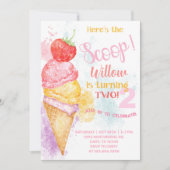 アイスはこちらスクープ2回目の誕生日の招待状 招待状 (正面)