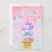 アイスはこちらスクープ2回目の誕生日の招待状 招待状 (正面)