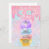 アイスはこちらスクープ3回目の誕生日の招待状 招待状 (正面/裏面)