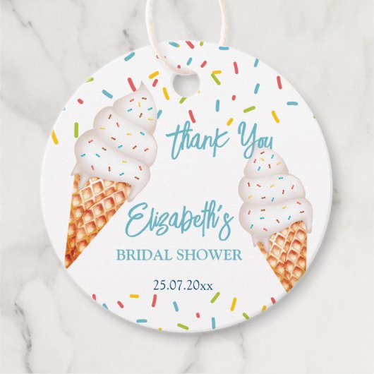 アイスをすくった ブライダルシャワーのお礼 フェイバータグ (正面)