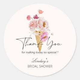 アイスをすくった ブライダルシャワーのお礼 ラウンドシール