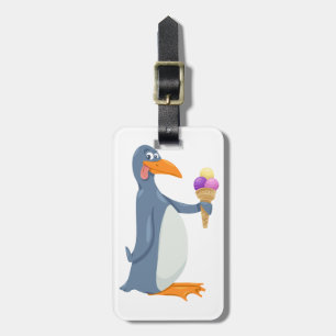 アイスをもったペンギンの荷物タグ ラゲッジタグ