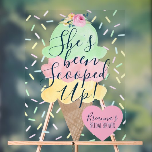 アイスをスクープされたブライダルシャワー アクリルサイン (ニュートラル)