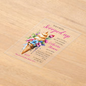 アイスをスクープされたブライダルシャワー アクリル招待状 (レイダウン)