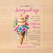 アイスをスクープされたブライダルシャワー アクリル招待状 (正面)