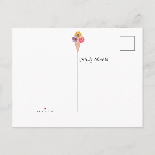 アイスをスクープされたブライダルシャワー インビテーションポストカード (裏面)