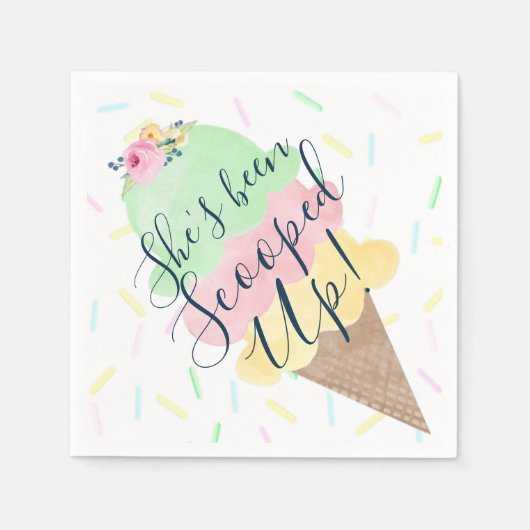 アイスをスクープされたブライダルシャワー スタンダードカクテルナプキン (正面)