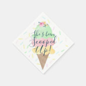 アイスをスクープされたブライダルシャワー スタンダードカクテルナプキン (角)