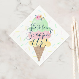 アイスをスクープされたブライダルシャワー スタンダードカクテルナプキン