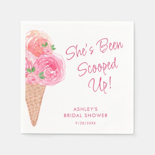 アイスをスクープされたブライダルシャワー スタンダードカクテルナプキン (正面)
