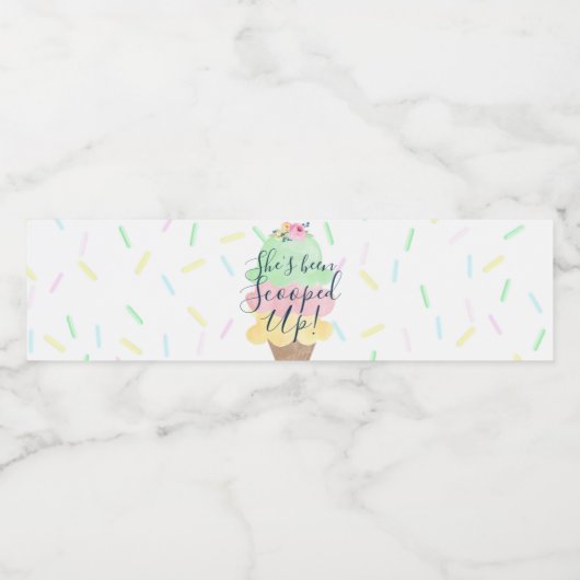 アイスをスクープされたブライダルシャワー ペットボトルラベル (シングルラベル)