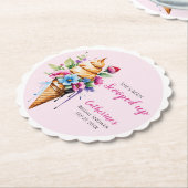 アイスをスクープされたブライダルシャワー ペーパーコースター (アングル)