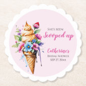 アイスをスクープされたブライダルシャワー ペーパーコースター (正面)