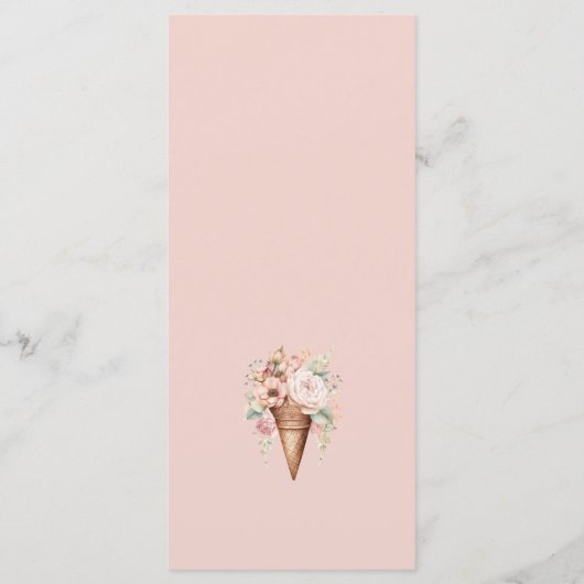 アイスをスクープされたブライダルシャワー メニュー (裏面)