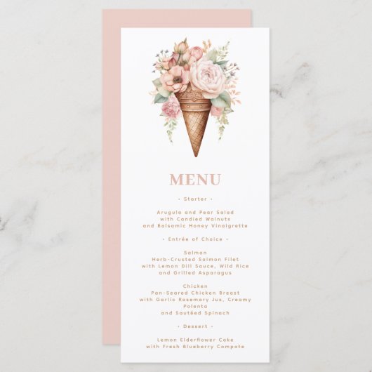 アイスをスクープされたブライダルシャワー メニュー (正面/裏面)