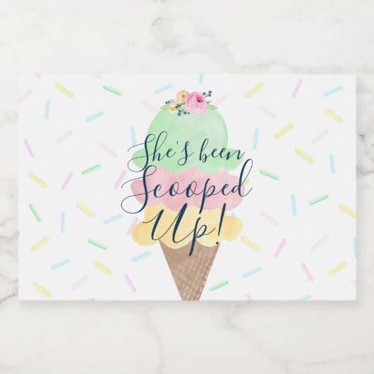 アイスをスクープされたブライダルシャワー リキュールボトルラベル (シングルラベル)