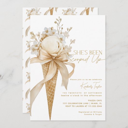アイスをスクープされたブライダルシャワー 招待状 (正面/裏面)