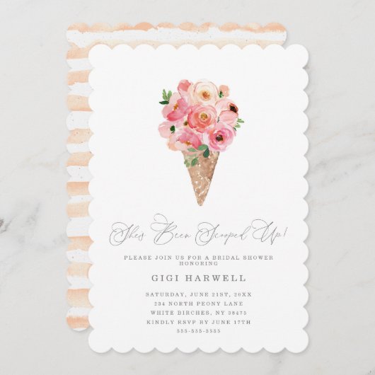 アイスをスクープされたブライダルシャワー 招待状 (正面/裏面)
