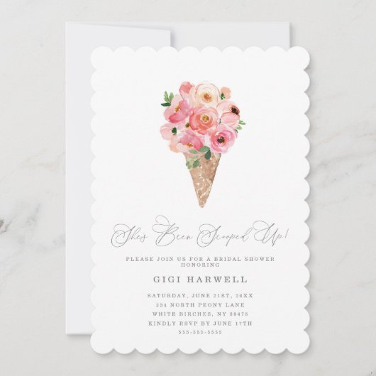 アイスをスクープされたブライダルシャワー 招待状 (正面)