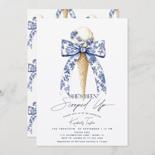 アイスをスクープされたブライダルシャワー 招待状 (正面/裏面)