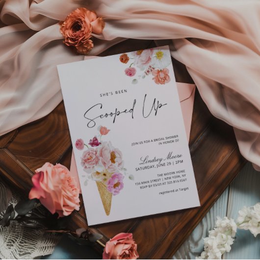 アイスをスクープされたブライダルシャワー 招待状