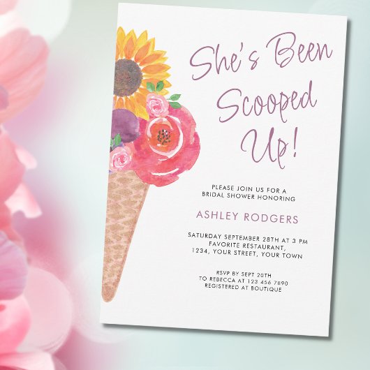 アイスをスクープされたブライダルシャワー 招待状