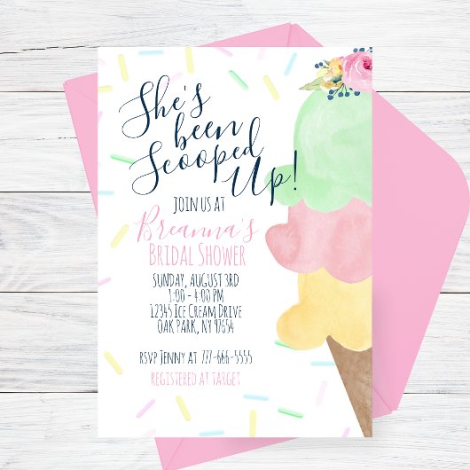 アイスをスクープされたブライダルシャワー 招待状