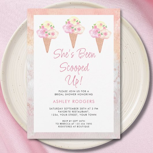 アイスをスクープされたブライダルシャワー 招待状