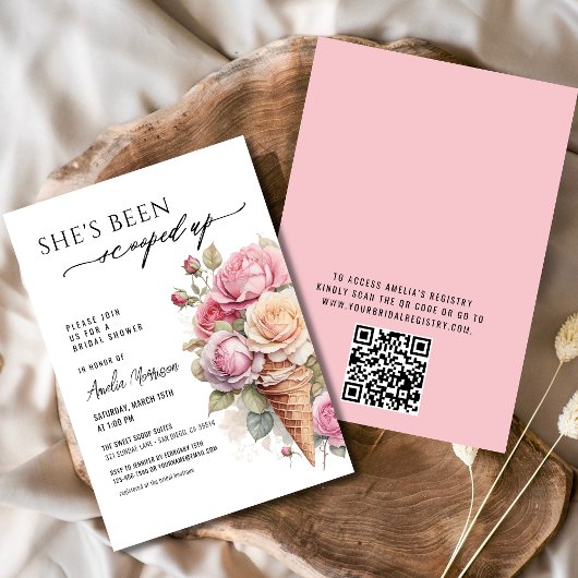 アイスをスクープされたブライダルシャワー 招待状