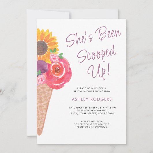 アイスをスクープされたブライダルシャワー 招待状 (正面)