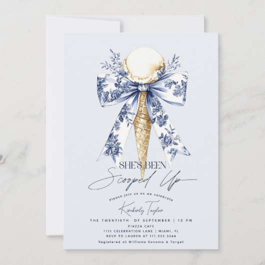 アイスをスクープされたブライダルシャワー 招待状 (正面)