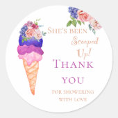 アイスをスクープしたブライダルシャワーありがとう ラウンドシール (正面)