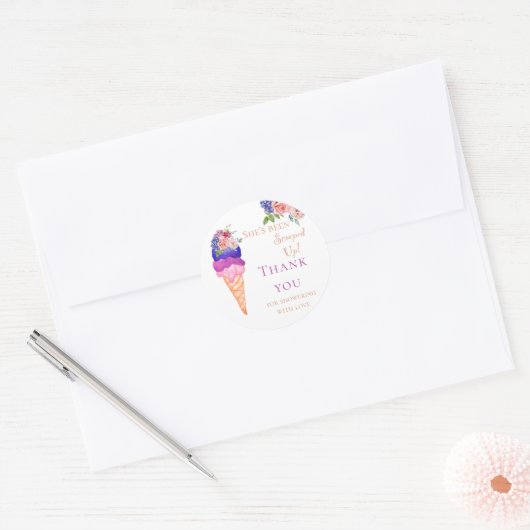 アイスをスクープしたブライダルシャワーありがとう ラウンドシール (封筒)