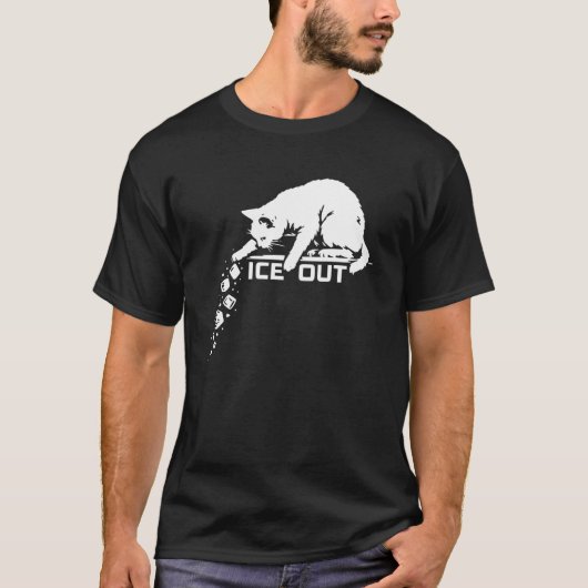 アイスアウトキャットアイスキューブを押す面白い長袖 Tシャツ (正面)