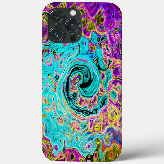 アイスアクアブルーのグルービーな抽象レトロリキッドスワール Case-Mate iPhoneケース (裏面)