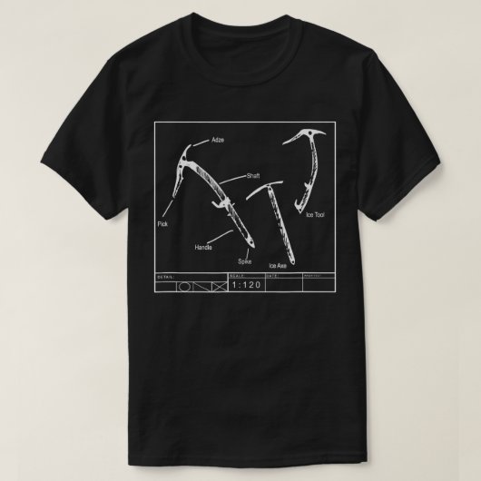 アイスアックスブループリントアイスクライマーアイス登山ロックCl Tシャツ (デザイン正面)
