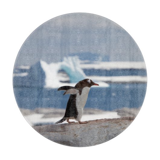 アイスアーチの前のペンギン カッティングボード (正面)