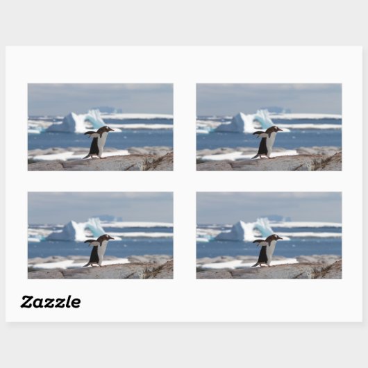 アイスアーチの前のペンギン 長方形シール (シート)