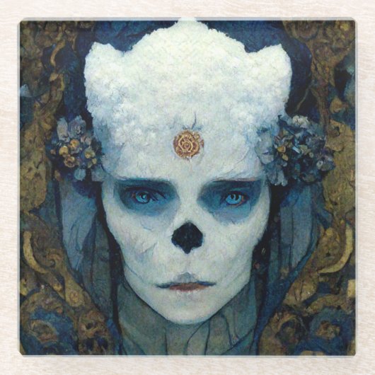 アイスウィッチファンタジーSFアート ガラスコースター (正面)