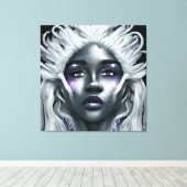 アイスウィンタースノークイーンメラニンプリンセスブラックガール キャンバスプリント (インサイチュ (ウッドフロア))