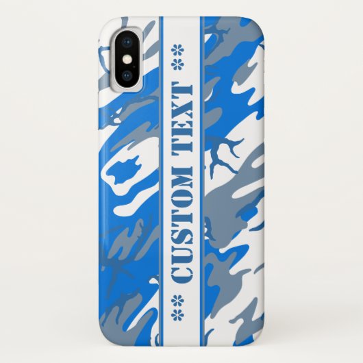 アイスウォーターブルー迷彩柄カスタム文字 Case-Mate iPhoneケース (裏面)