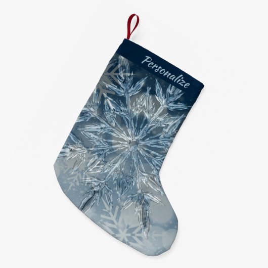 アイスエレガントクリスタルスノーフレーククリスマスホリデー スモールクリスマスストッキング (正面 (吊り時))