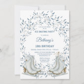 アイスエレガントスケートで滑る誕生日パーティー 招待状 (正面)