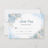 アイスエレガントブルーアイボリーバラ結婚花 出欠カード (正面)