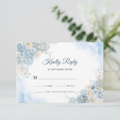 アイスエレガントブルーアイボリーバラ結婚花 出欠カード (スタンド正面)