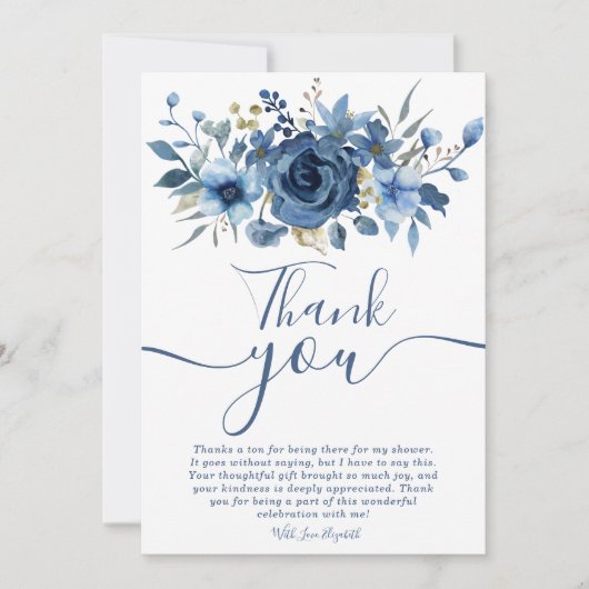 アイスエレガントブルーウィンターフローラ感謝していブライダルシャワー 招待状 (正面)
