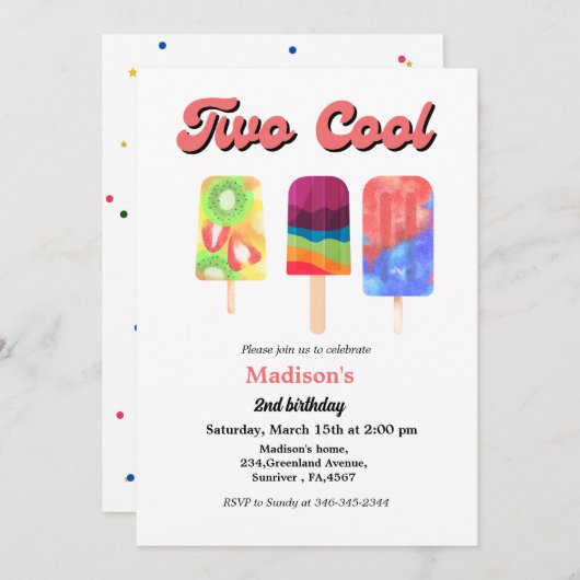 アイスエレガントポップ2クール歳パーティー 招待状 (正面/裏面)